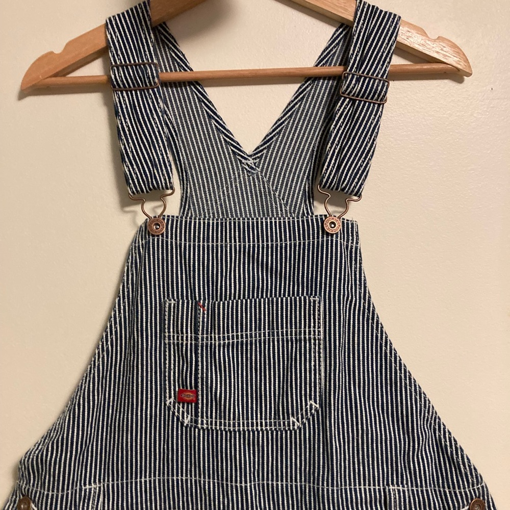 Dickies Blue and White vertical striped overalls